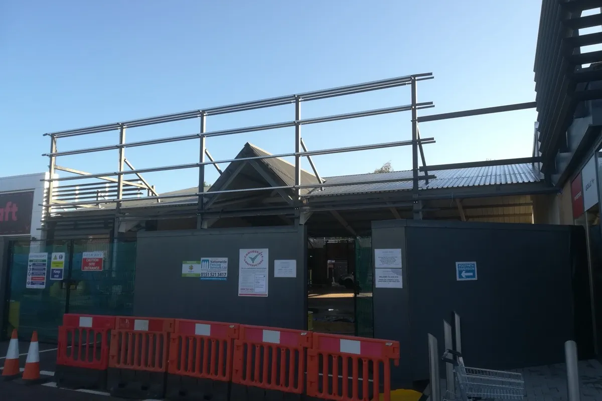 Prepared structural steel signage frame, Mountain Warehouse, Ipswich, McGregor Builders